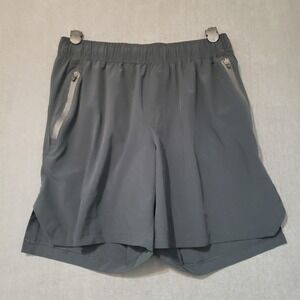 LEG3ND Athletic Training Shorts Mens M Gray Zipper Pockets Stretch Run Workout